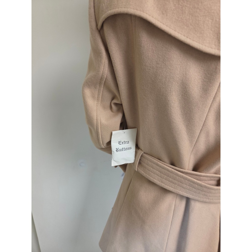 y2k Victorias Secret Wool Trench Coat Honey Beige Belted Double Breasted 12 - Picture 11 of 16